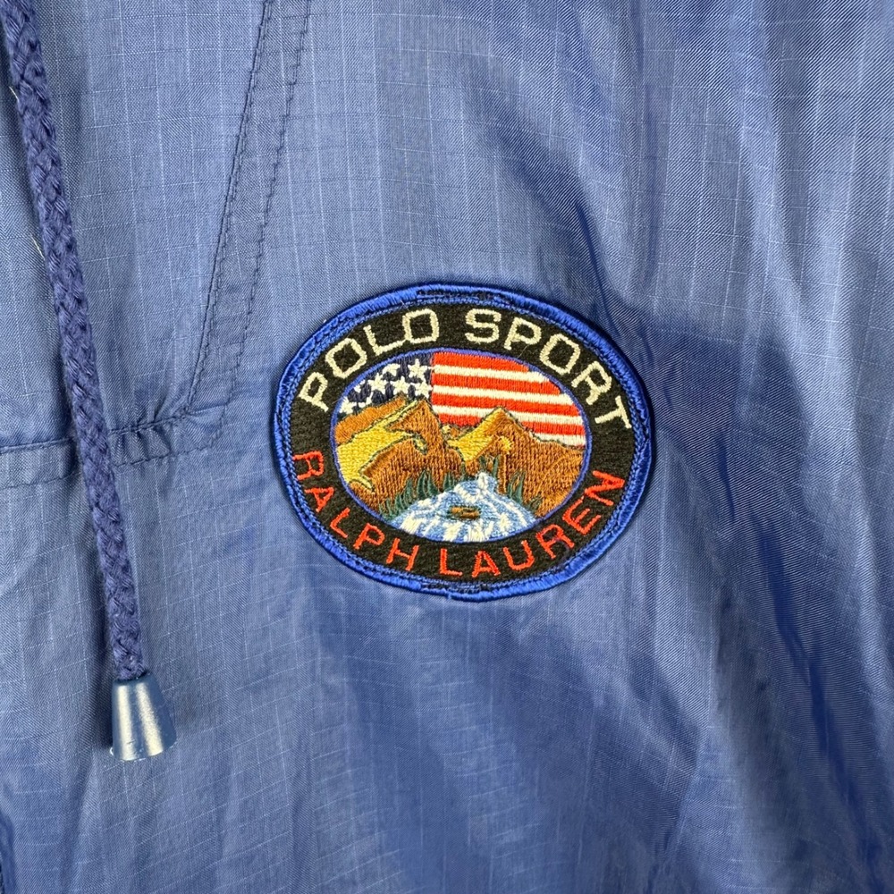 Polo Sport Ralph Lauren Vintage 90s Windbreaker Jacket Blue Fleece Lined Mens L - Picture 4 of 8